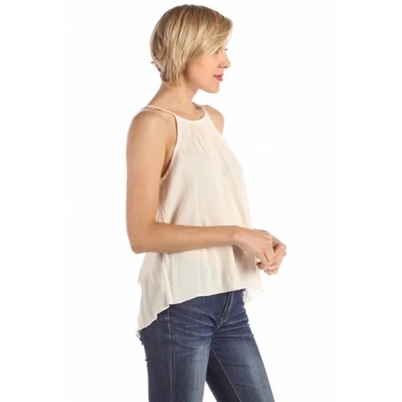 💥 CLEARANCE Strappy Deep V Back High Low Cami Blouse Cream - Picture 2 of 3